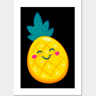 Cute Kawaii Pineapple Ananas Funny Food Fruit Posters and Art